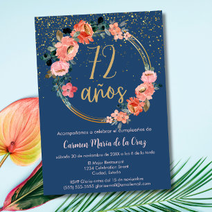 Convites Festa de 72 anos de idade com Elegância Espanhola 