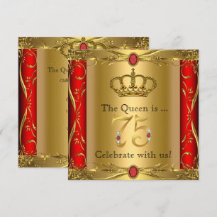 Convites Festa de 75 anos da Rainha ou Rei Regal Red Gold