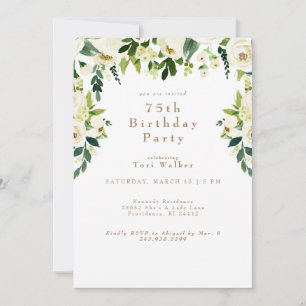 Convites Festa de 75 Anos em Floral Branco em Cascata