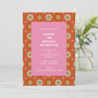Festa de 75 Anos Retro Floral Laranja Rosa