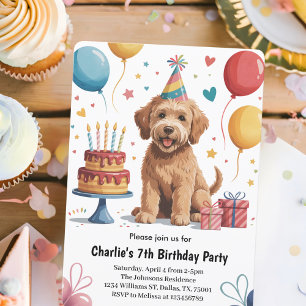 Convites Festa de 7 Anos do Cachorrinho de Crianças Fofas