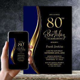 Convites Festa de 80 Anos do Black Gold Blue