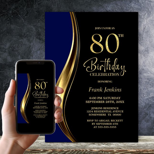 Convites Festa de 80 Anos do Black Gold Blue (Criador carregado)