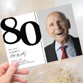 Convites Festa de 80 Anos em Foto Preto e Branco