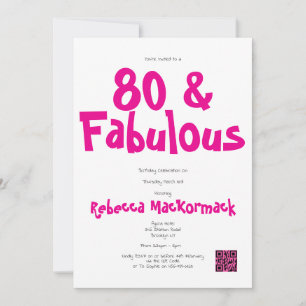 Convites Festa de 80 Anos Moderna e Fabulosa Rosa