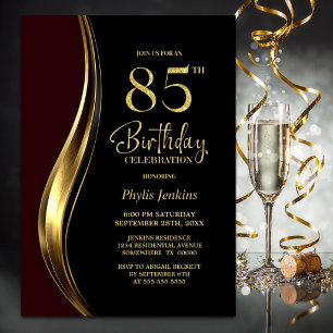 Convites Festa de 85 Anos da Black Gold Burgundy