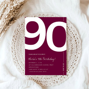 Convites Festa de 90 Anos Burgundy Elegante