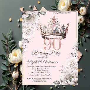 Convites Festa de 90 Anos da Princesa Coroa Floral