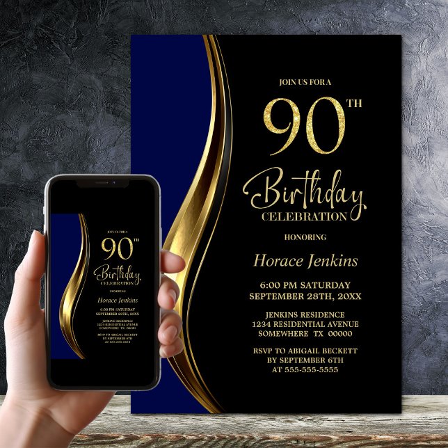 Convites Festa de 90 Anos do Black Gold Blue (Criador carregado)