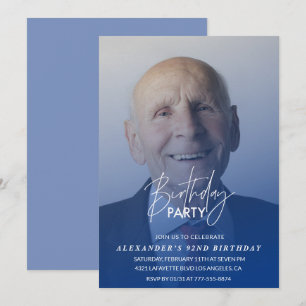 Convites Festa de 92 anos de homens azul marinho Foto