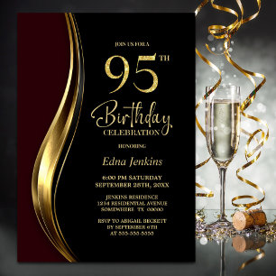 Convites Festa de 95 Anos da Black Gold Burgundy