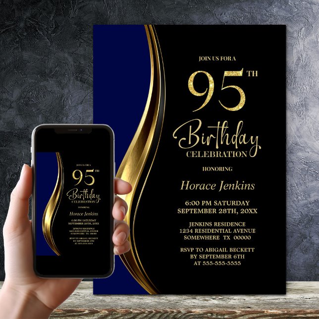 Convites Festa de 95 Anos do Black Gold Blue (Criador carregado)