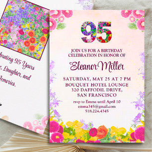 Convites Festa de 95 Anos - Floral Blush Bloom 95
