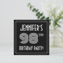 Festa de 98 Anos: Estilo Art Déco c/ Nome Personal