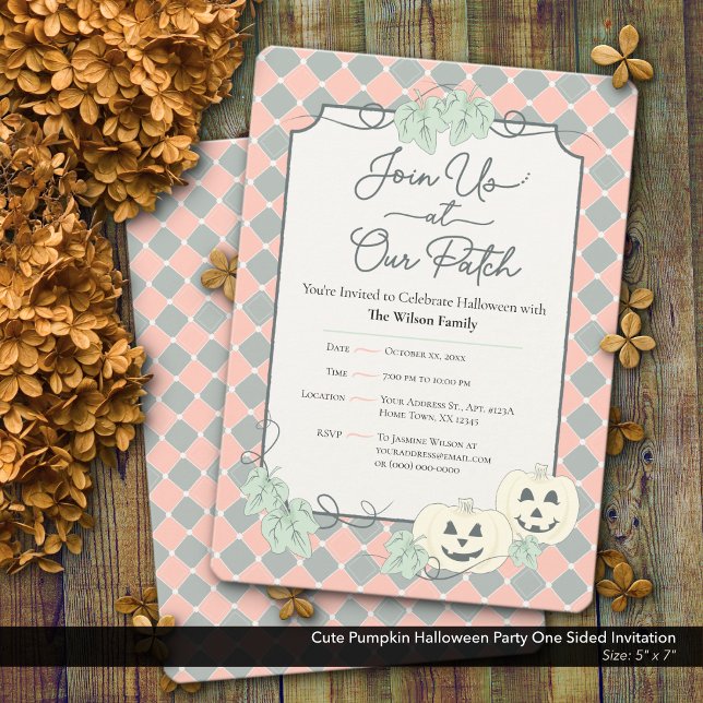 Convites Festa de Abóbora Bonita Um Lado do Halloween (Cute Country Pumpkin Halloween Party Invitation–One Sided Design)