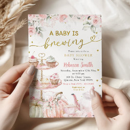 Convites Festa de Abóbora de Abóbora Bebê está criando Chá 