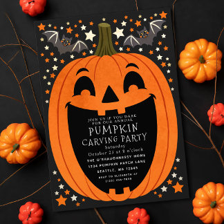 Convites Festa de Abóbora de Halloween com Decoração Antiga