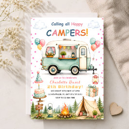 Convites Festa de Acampamento para Meninas de 2 anos