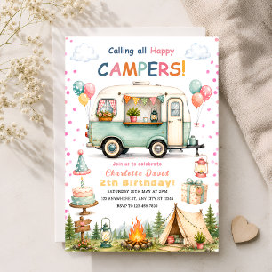 Convites Festa de Acampamento para Meninas de 2 anos