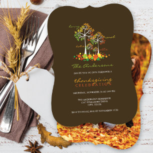 Convites Festa de Ação de Graças com Árvores da Família Out