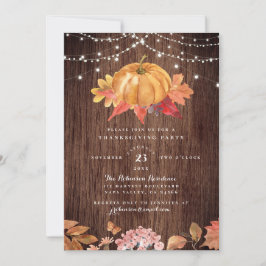 Convites Festa de Ação de Graças de Luzes de Madeira e Cord