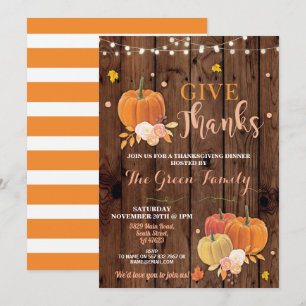 Convites Festa de Ação de Graças Janta de Abóbora de Madeir