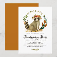 Festa de Ação de Graças Watercolor Raccoon Wreath