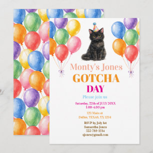 Convites Festa de Adoção no Dia da Captura Gato Preto Pet