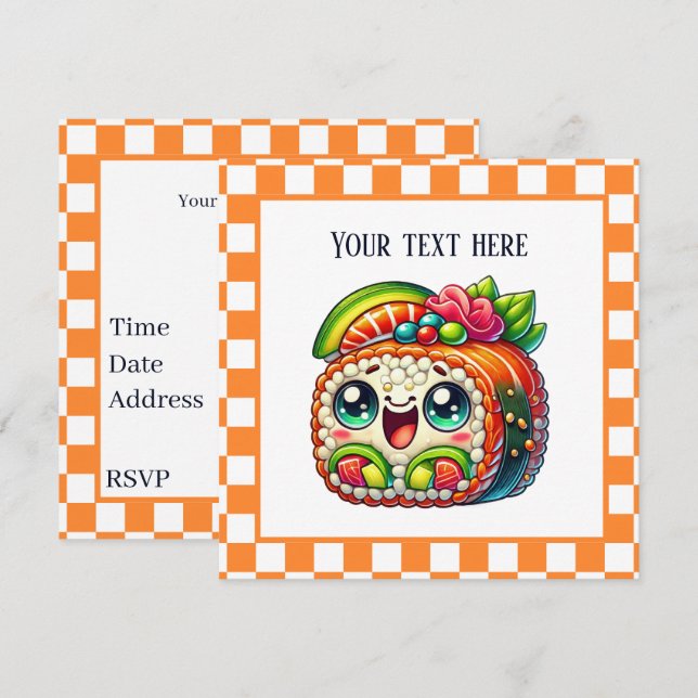 Convites Festa de amantes de sushi (Frente/Verso)