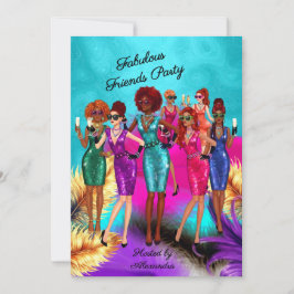 Convites Festa de Amigas Divertidas e Fabulosas com Mulhere