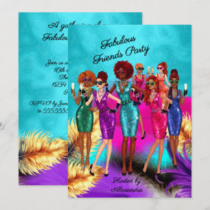 Convites Festa de Amigas Divertidas e Fabulosas com Mulhere