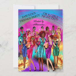 Convites Festa de Amigas Fabulosas Garotas Noite fora Color