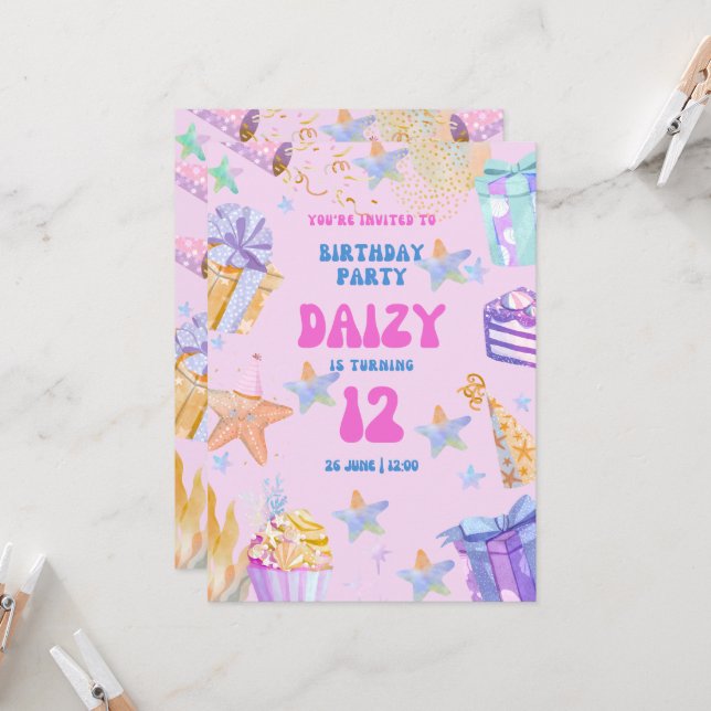 Convites festa de aniversário (Frente/Verso In Situ)