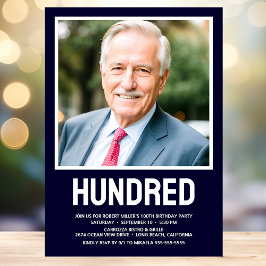 Convites Festa de aniversário 100ª Foto Moderna HUNDRED