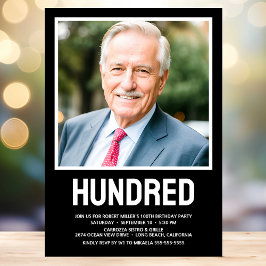 Convites Festa de aniversário 100ª Foto Moderna HUNDRED