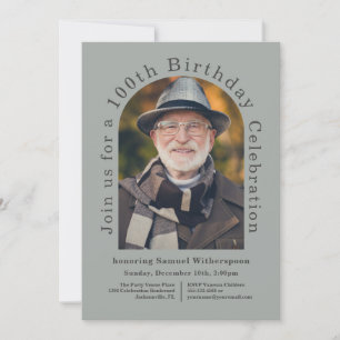 Convites Festa de aniversário 100ª simples com 1 Foto