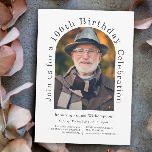 Convites Festa de aniversário 100ª simples com 2 fotos