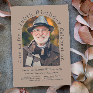 Convites Festa de aniversário 100ª simples com 2 fotos