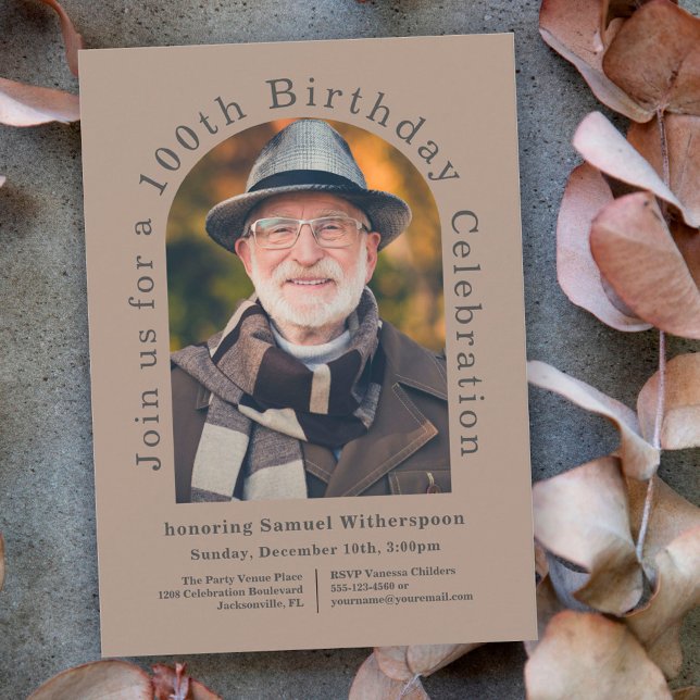 Convites Festa de aniversário 100ª simples com 2 fotos (Criador carregado)