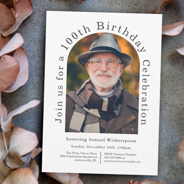 Convites Festa de aniversário 100ª simples com 2 fotos (Criador carregado)