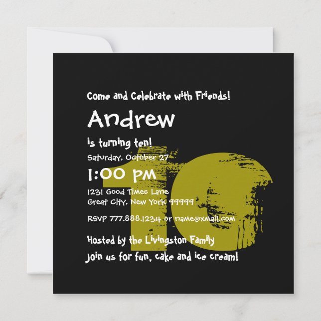 Convites festa de aniversário 10 anos Grunge Z02B (Verso)