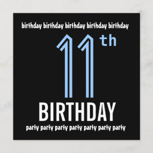 Convites Festa de aniversário 11 azul e preto W690 moderno