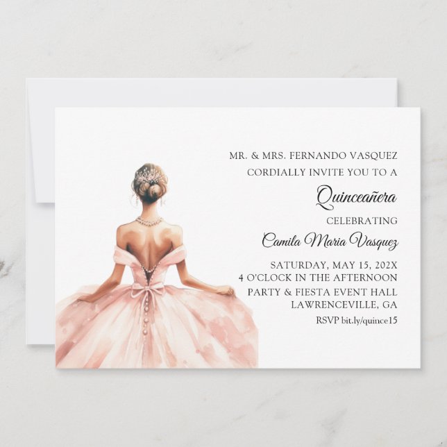 Convites Festa de aniversário 15 da Princesa espanhola Mis  (Frente)