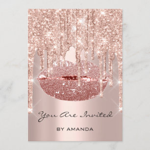 Convites Festa de aniversário 16º Lábios de Beijo com Ro