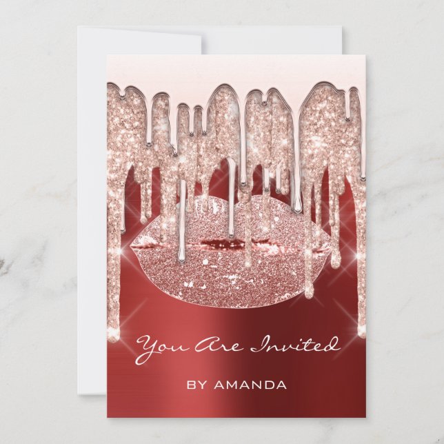 Convites Festa de aniversário 16º Lábios do Beijo - Ruby da (Frente)