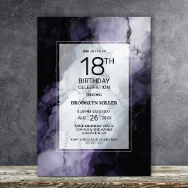 Convites Festa de aniversário 18ª mármore roxo
