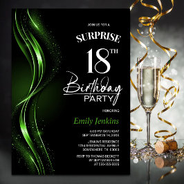 Convites Festa de aniversário 18ª preto surpreendido