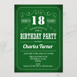 Convites Festa de aniversário 18 - Branco Verde