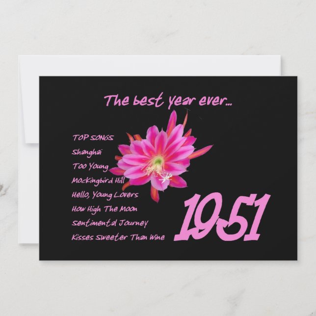 Convites Festa de aniversário 1951 das canções de batida do (Frente)