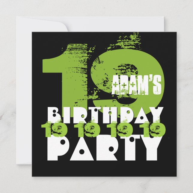 Convites festa de aniversário 19 Anos Grunge Z19A (Frente)